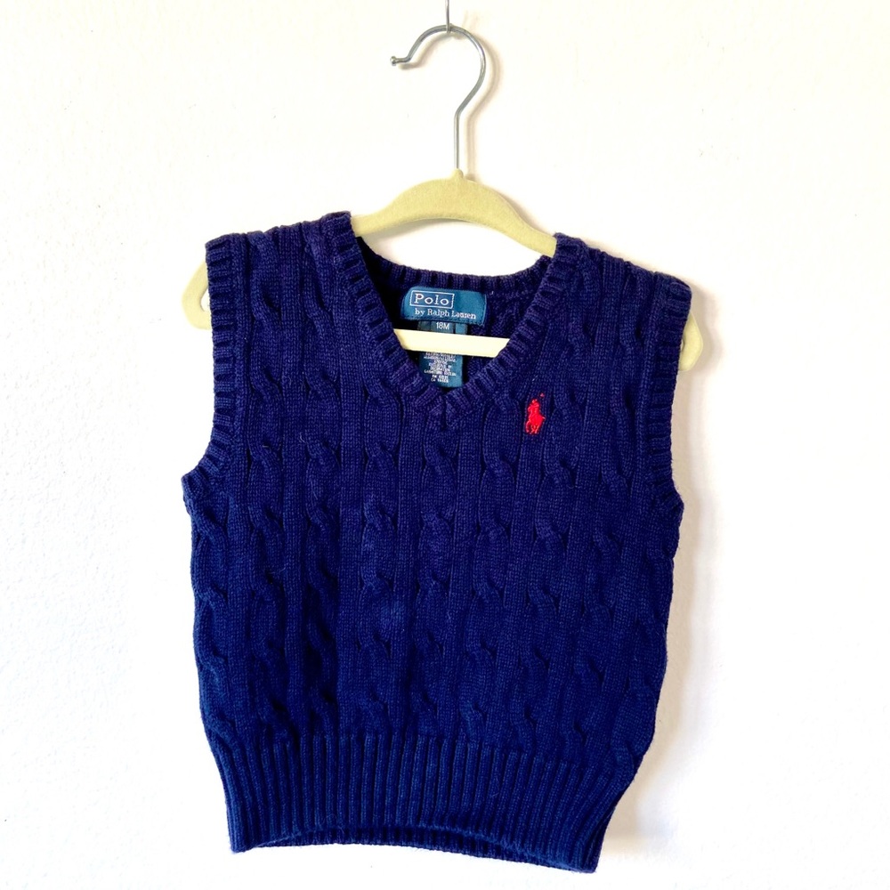 Baby Boy Navy Blue Polo Sweater Vest